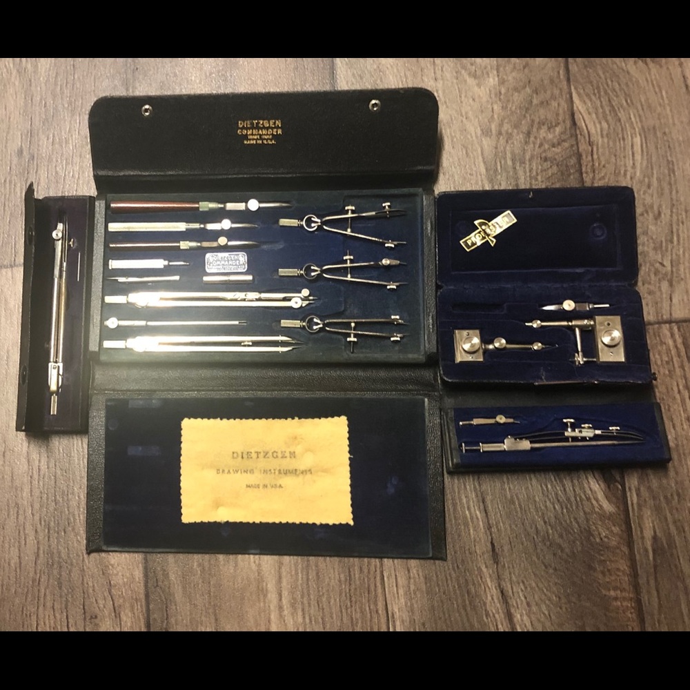 Vintage Dietzgen & Proebster Drafting Set Lot | Compass Tools | Original Cases - Picture 2 of 6
